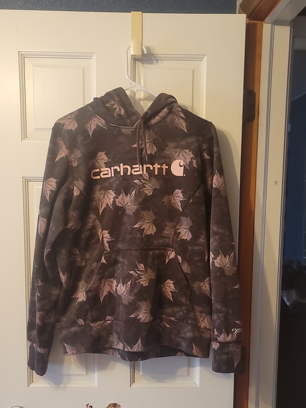 Carhartt Men's Crewneck Sweatshirt - Brown with Pink Leaf Print